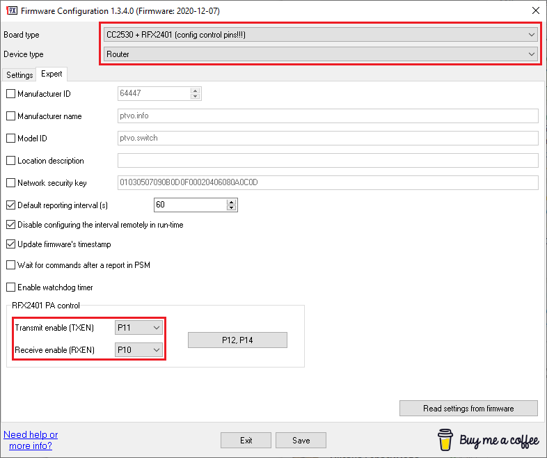 Firmware settings