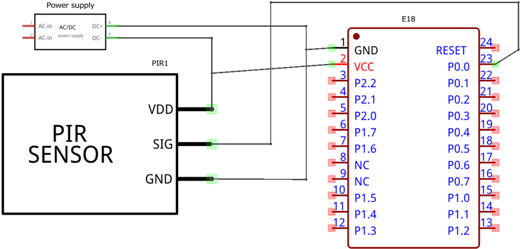 Zigbee PIR sensor schematic