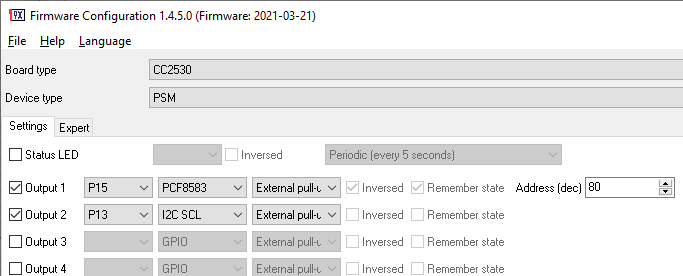 PCF8583. Typical configuration