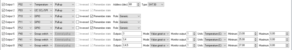 Control values and set output state